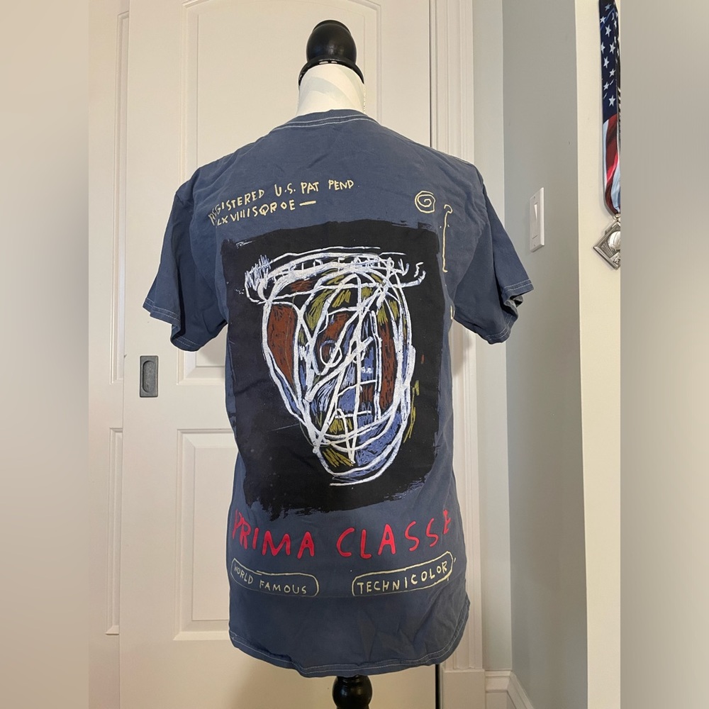 Blue Graphic Tee, Woman’s size M, Jean-Michel Basquiat